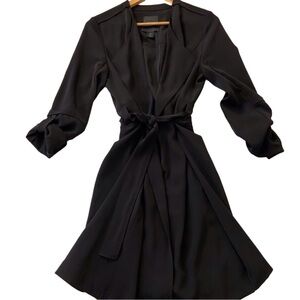 Maison Cinqcent 500 black dress true wrap luxury long sleeves waist tie belt S